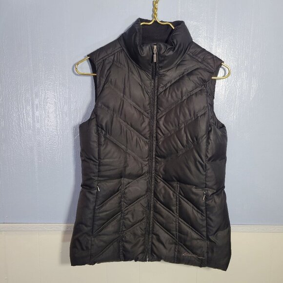 Eddie Bauer Extra Small Black Full Zip Lightweight Premium Goose Down Vest - Picture 1 of 12